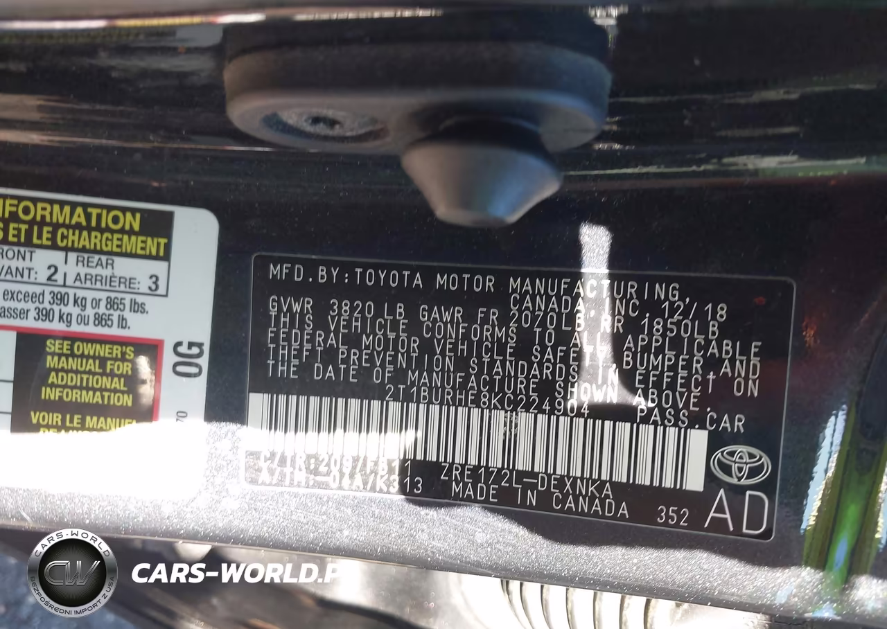 2019 Toyota Corolla Le VIN:2T1BURHE8KC224904 - 9