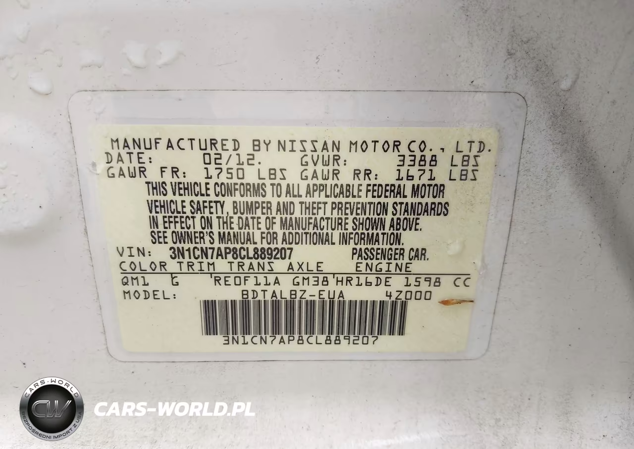 2012 Nissan Versa 1.6 Sv VIN:3N1CN7AP8CL889207 - 9
