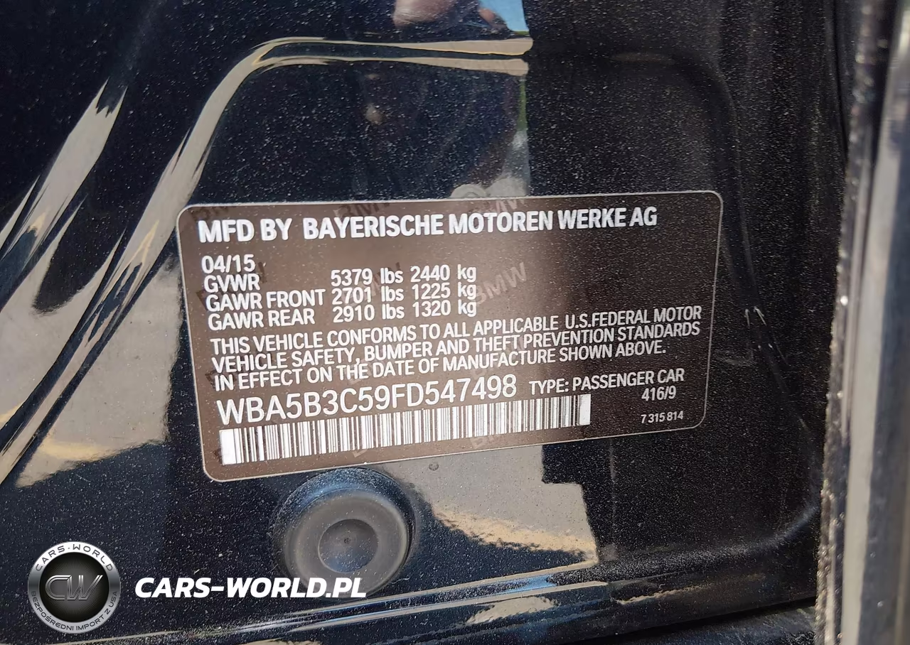 2015 BMW 535I xDrive VIN:WBA5B3C59FD547498 - 9