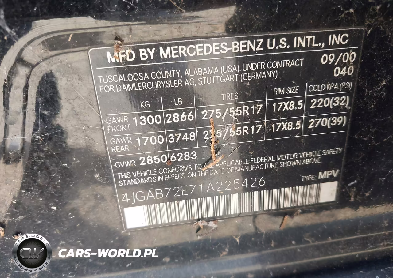 2001 Mercedes-Benz Ml 430 VIN:4JGAB72E71A225426 - 9