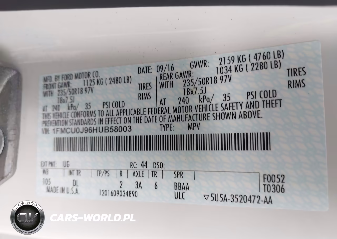 2017 Ford Escape Titanium VIN:1FMCU0J96HUB58003 - 9