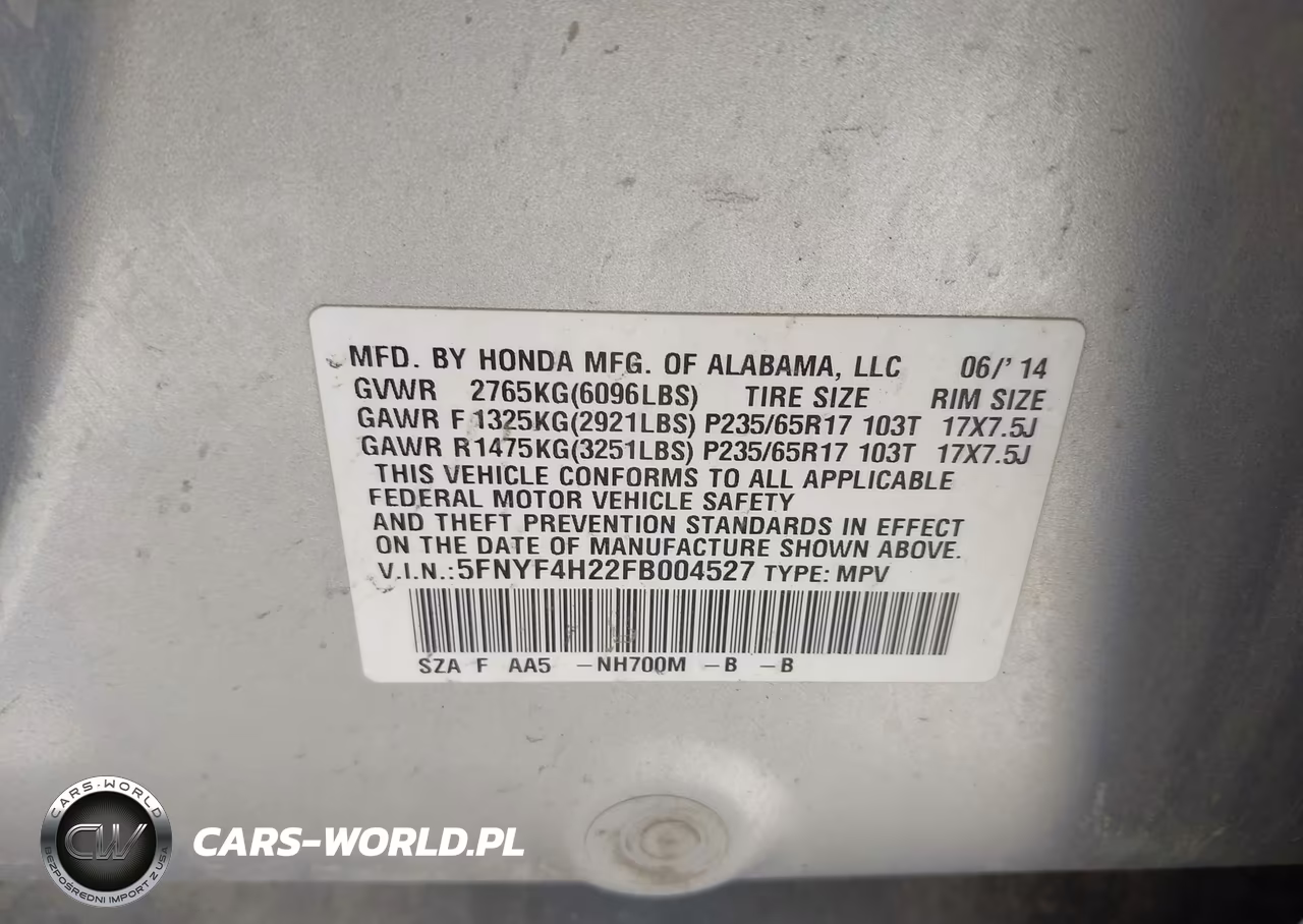2015 Honda Pilot Lx VIN:5FNYF4H22FB004527 - 9