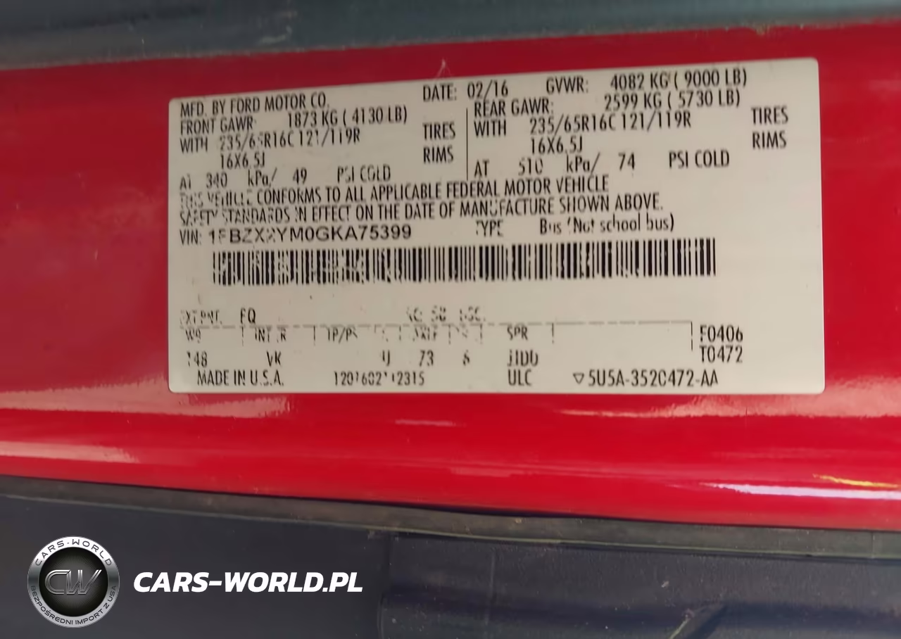 2016 Ford Transit-350 Xl VIN:1FBZX2YM0GKA75399 - 9