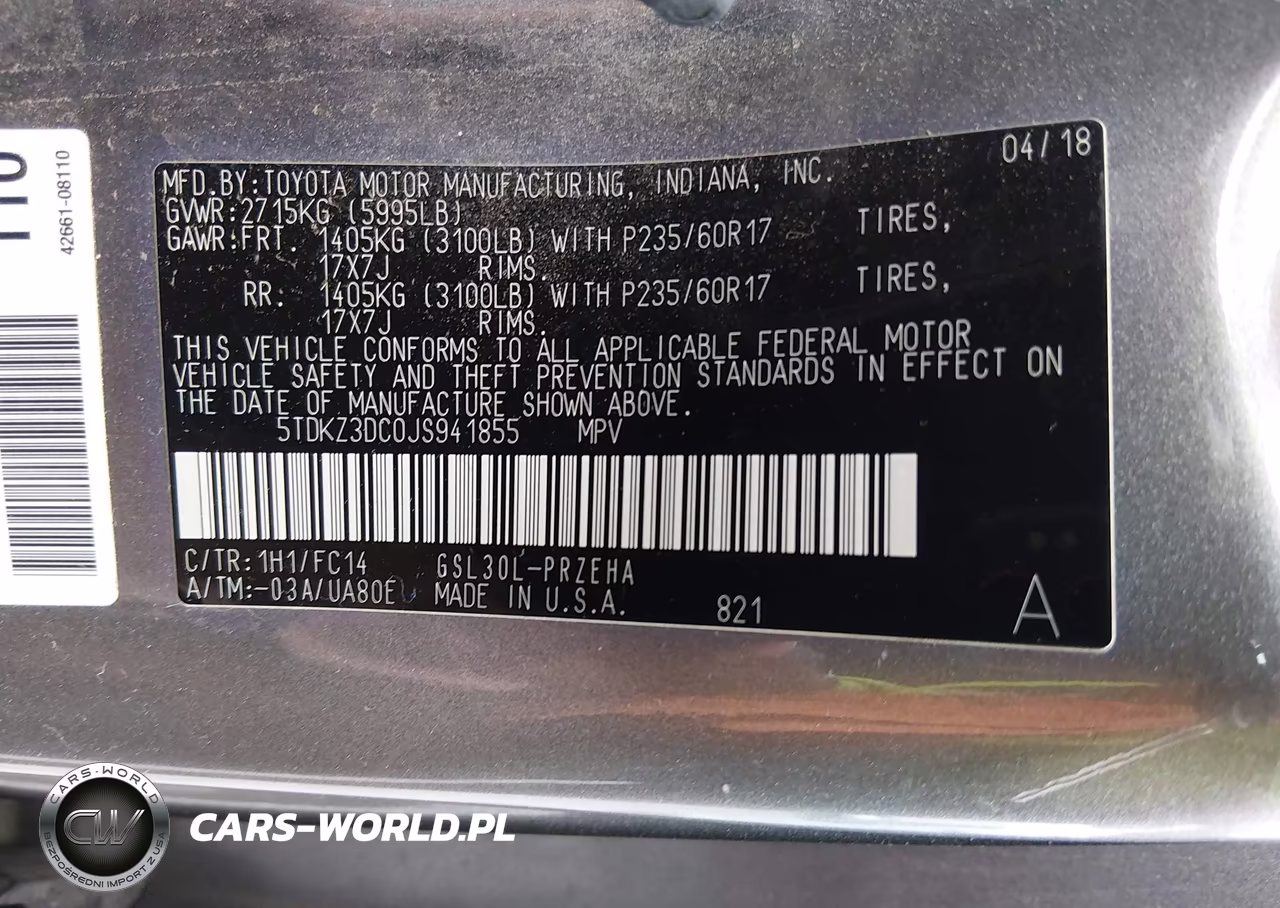 2018 Toyota Sienna Le 8 Passenger VIN:5TDKZ3DC0JS941855 - 9