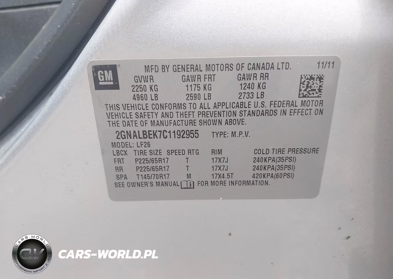 2012 Chevrolet Equinox Ls VIN:2GNALBEK7C1192955 - 9