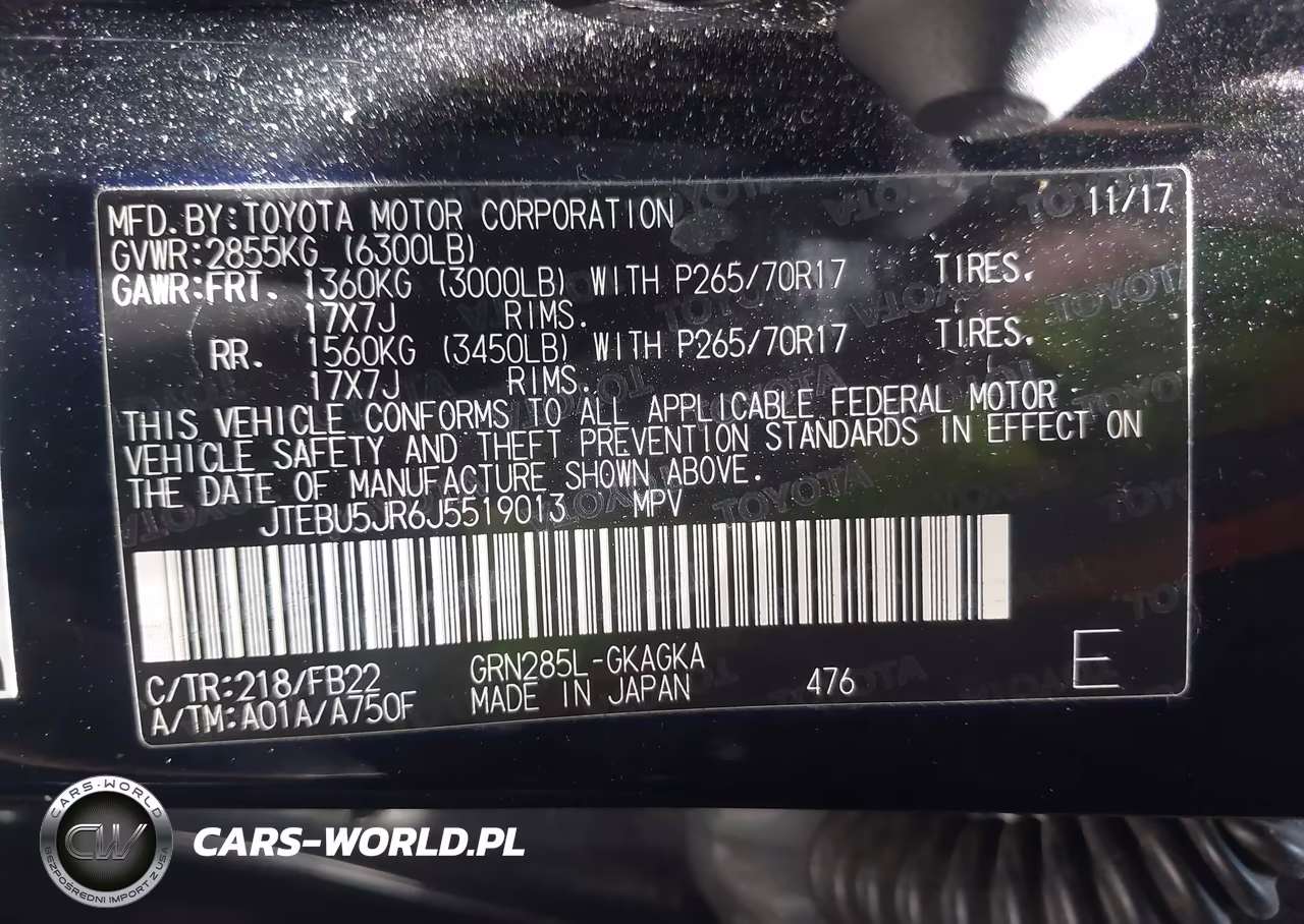 2018 Toyota 4Runner Sr5 VIN:JTEBU5JR6J5519013 - 9