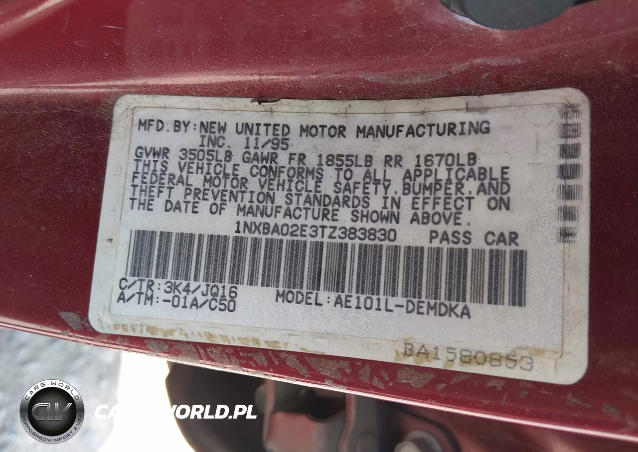 1996 Toyota Corolla VIN:1NXBA02E3TZ383830 - 9