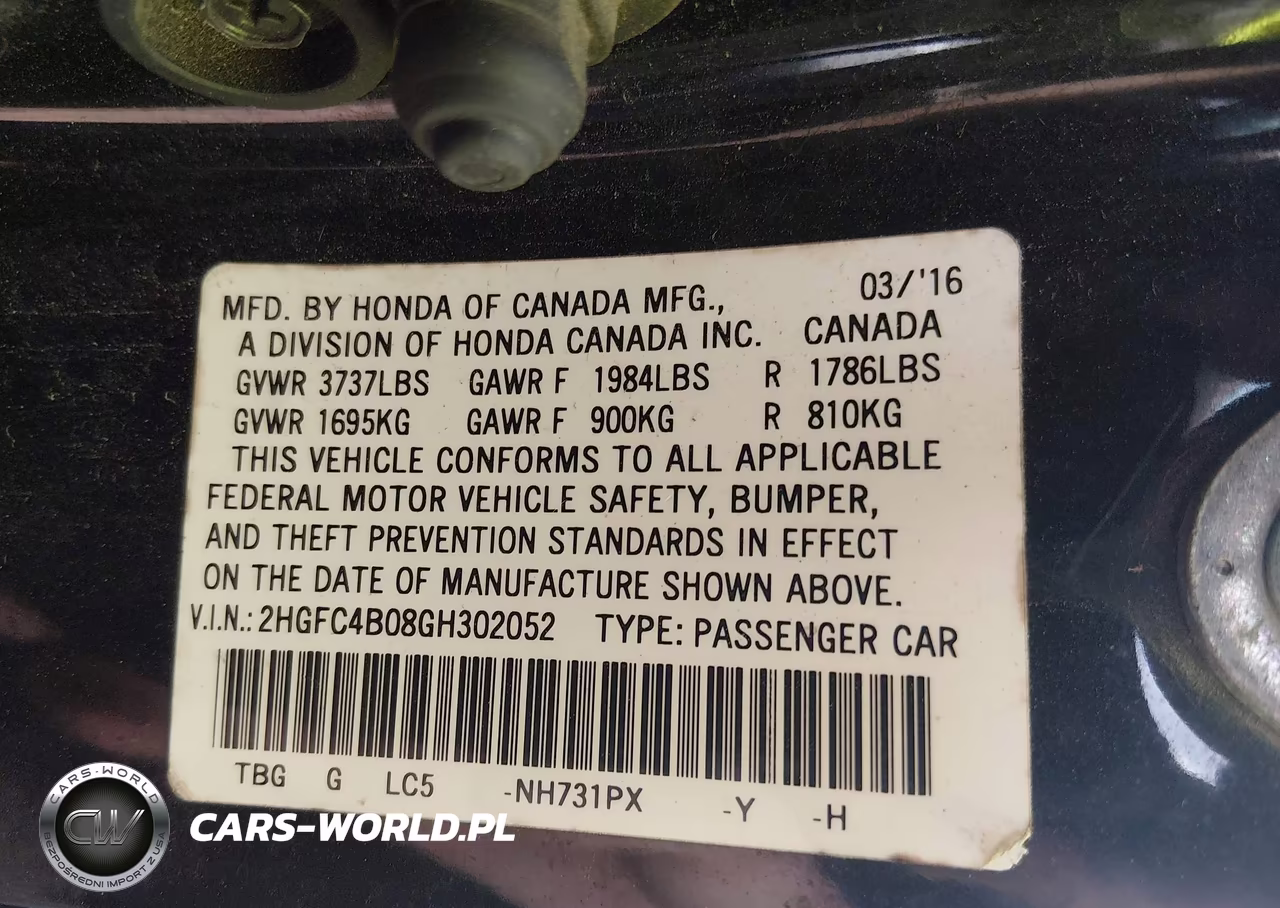 2016 Honda Civic Lx-P VIN:2HGFC4B08GH302052 - 9