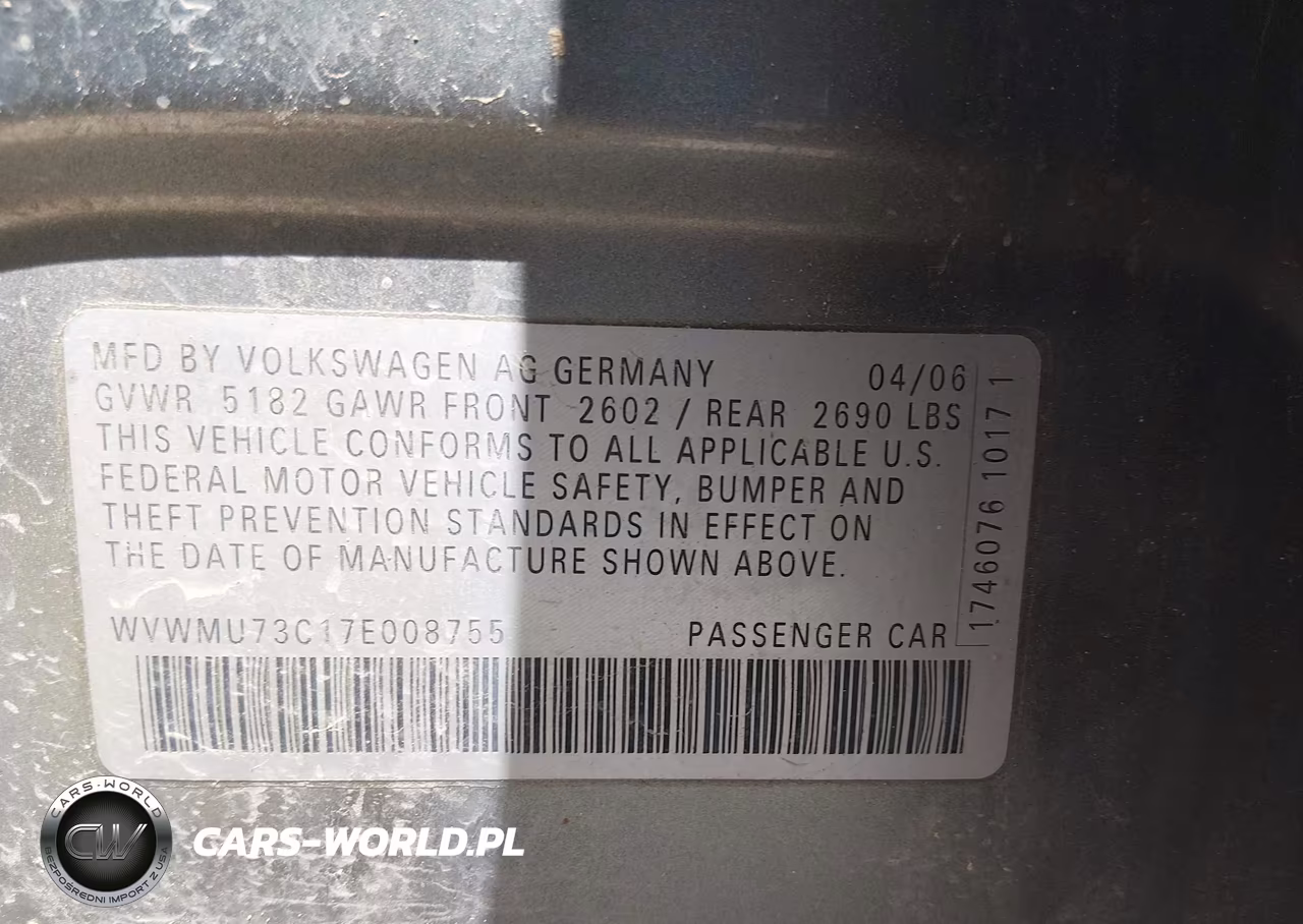 2007 Volkswagen Passat 3.6 VIN:WVWMU73C17E008755 - 9