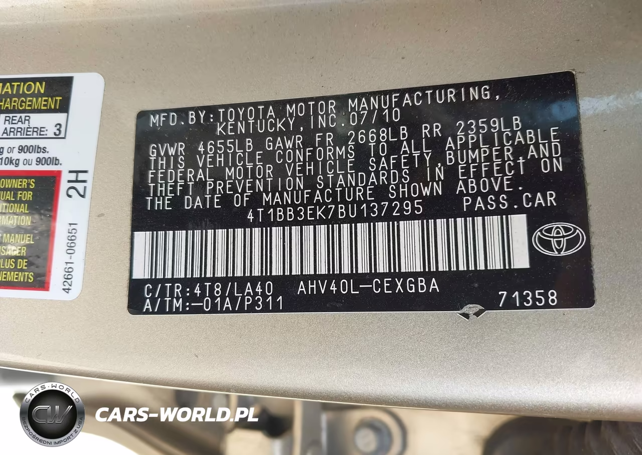 2011 Toyota Camry Hybrid VIN:4T1BB3EK7BU137295 - 9