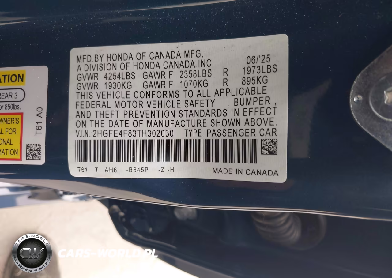 2026 Honda Civic Hybrid Sport-Sport Touring VIN:2HGFE4F83TH302030 - 9