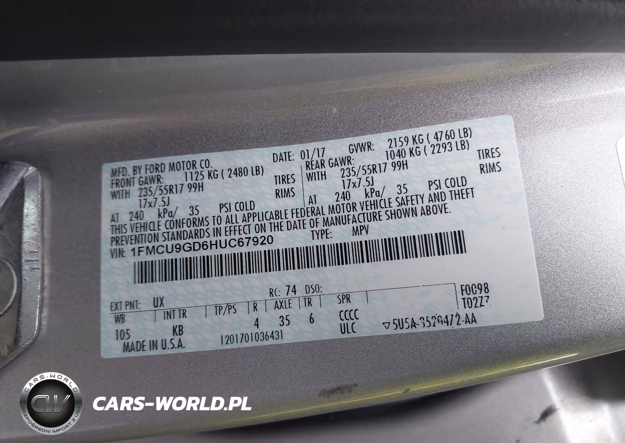 2017 Ford Escape Se VIN:1FMCU9GD6HUC67920 - 9