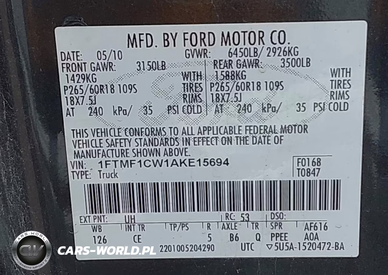 2010 Ford F-150 Stx-Xl-Xlt VIN:1FTMF1CW1AKE15694 - 9