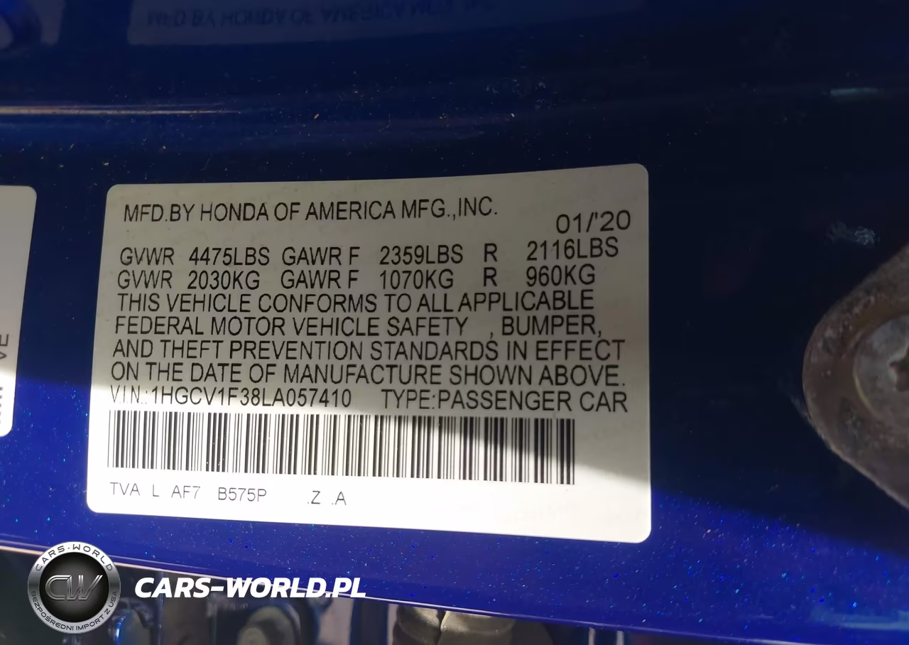 2020 Honda Accord Sport VIN:1HGCV1F38LA057410 - 9