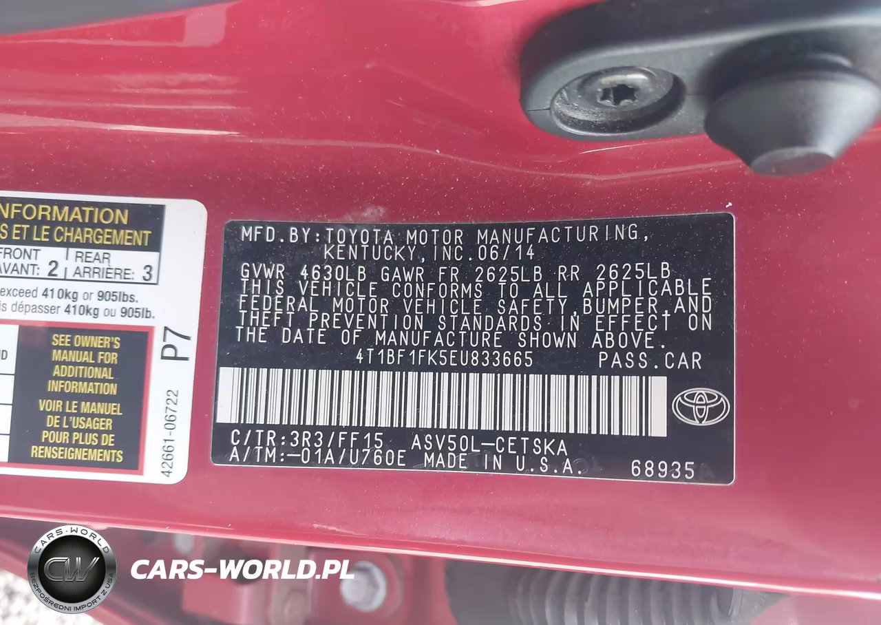 2014 Toyota Camry Se VIN:4T1BF1FK5EU833665 - 9