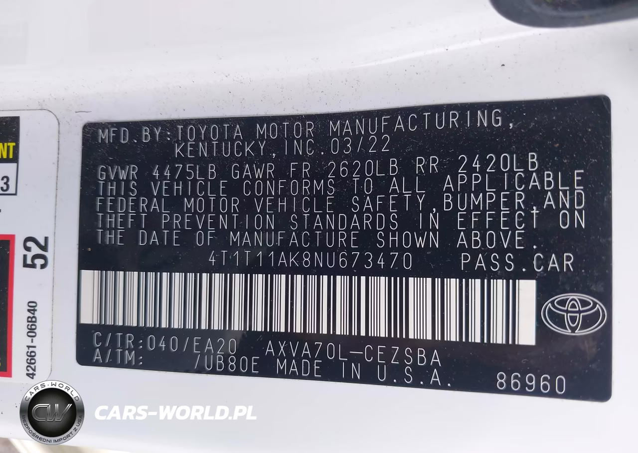 2022 Toyota Camry Se VIN:4T1T11AK8NU673470 - 9