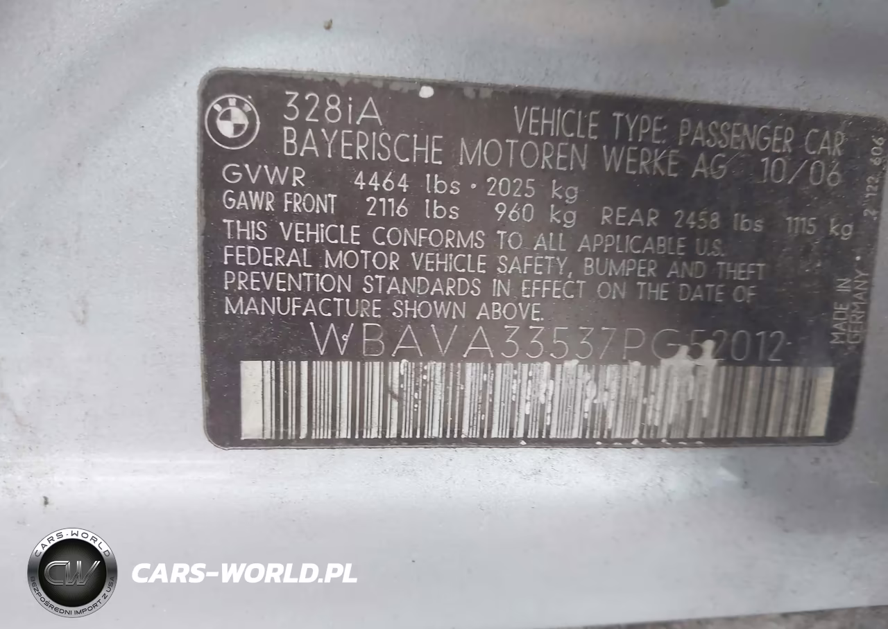 2007 BMW 328I VIN:WBAVA33537PG52012 - 9