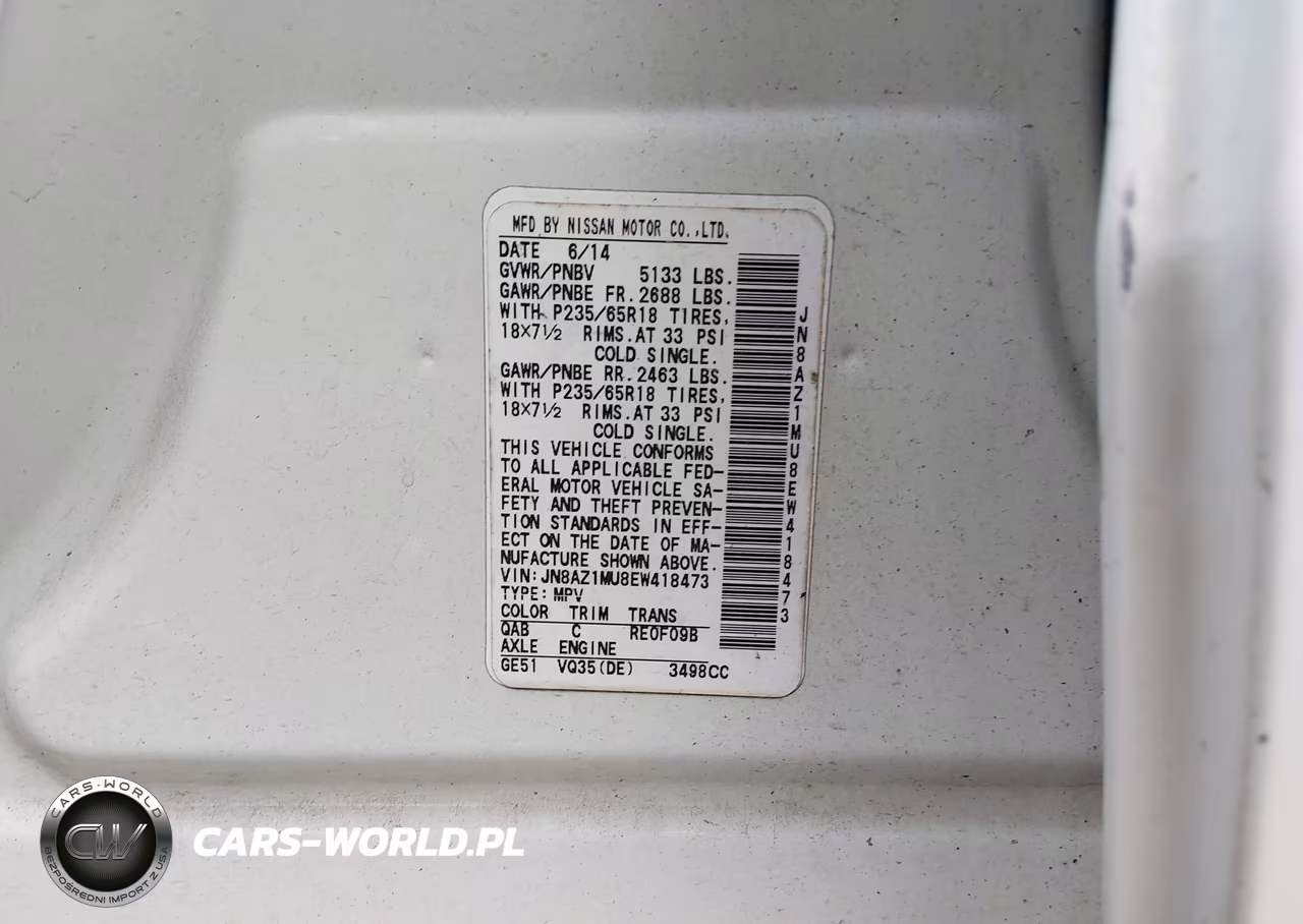 2014 Nissan Murano Sv VIN:JN8AZ1MU8EW418473 - 9