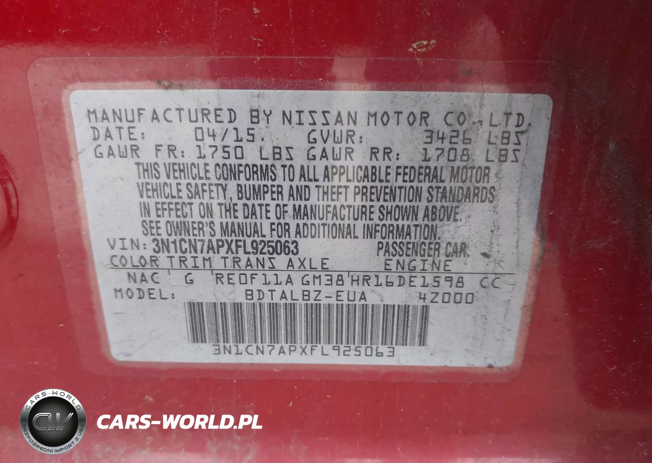 2015 Nissan Versa 1.6 Sv VIN:3N1CN7APXFL925063 - 9