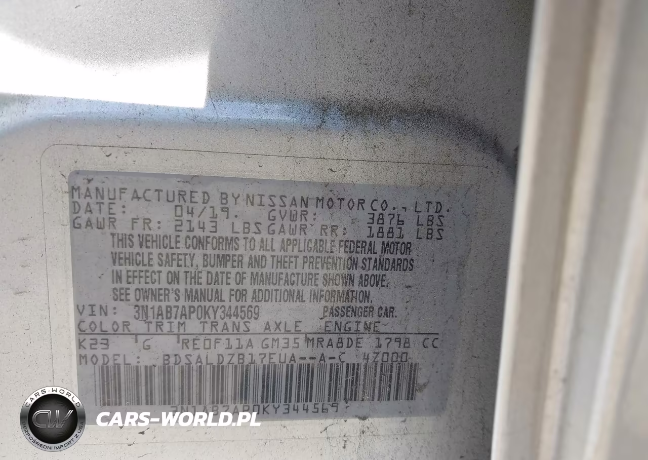 2019 Nissan Sentra Sv VIN:3N1AB7AP0KY344569 - 9