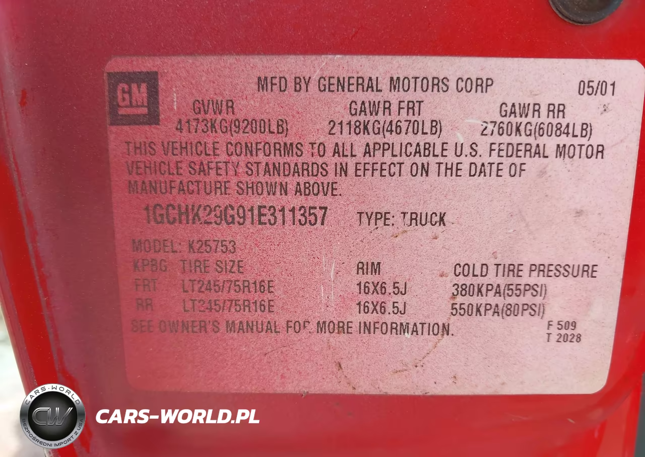 2001 Chevrolet Silverado 2500Hd Ls VIN:1GCHK29G91E311357 - 9