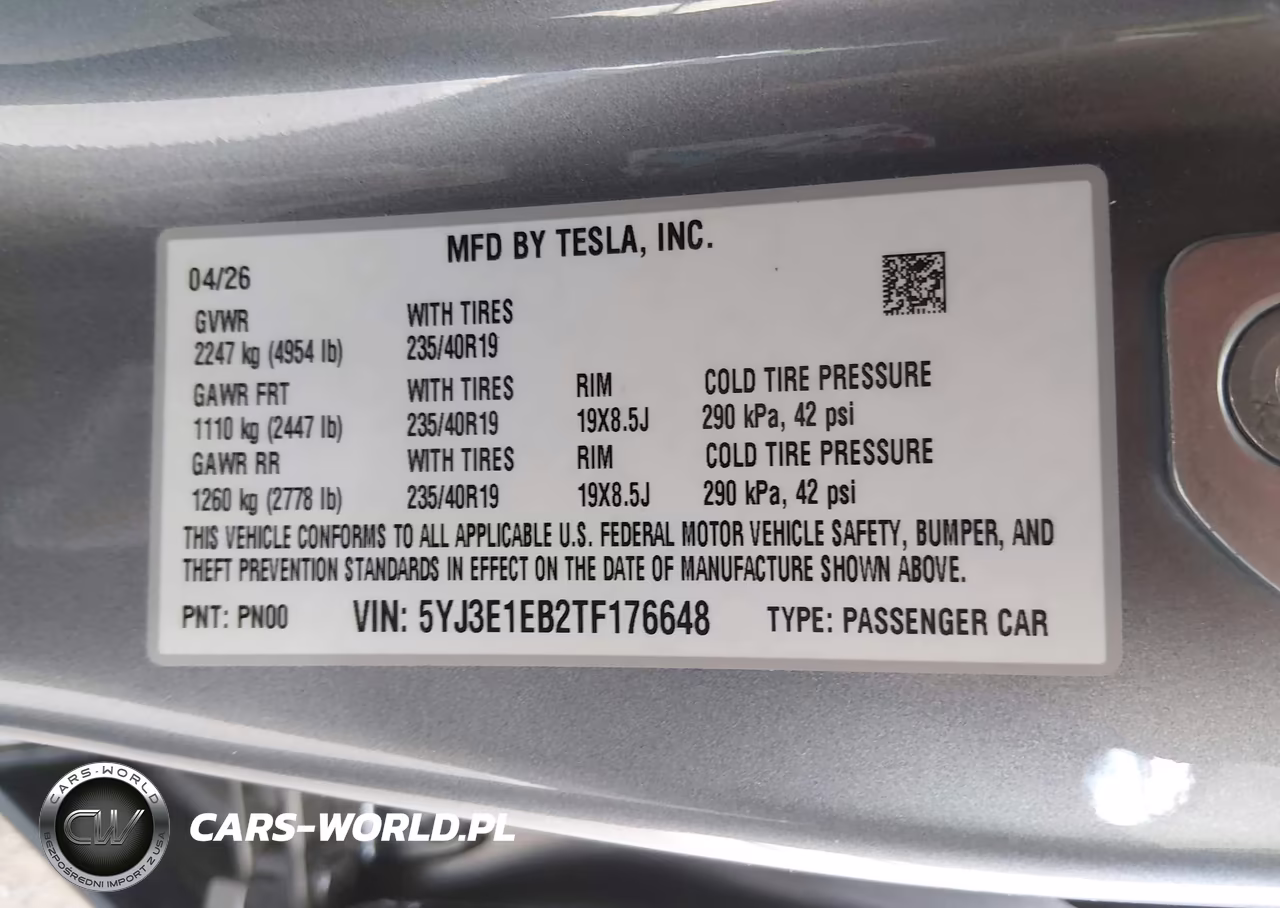 2026 Tesla Model 3 Premium All-Wheel Drive VIN:5YJ3E1EB2TF176648 - 9