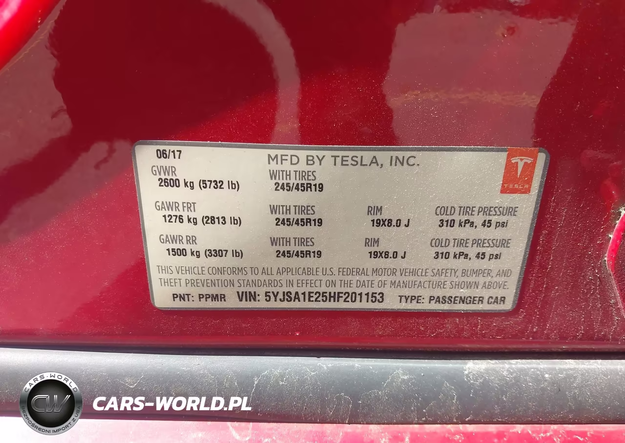 2017 Tesla Model S 100D-60D-75D-90D-P100D VIN:5YJSA1E25HF201153 - 9