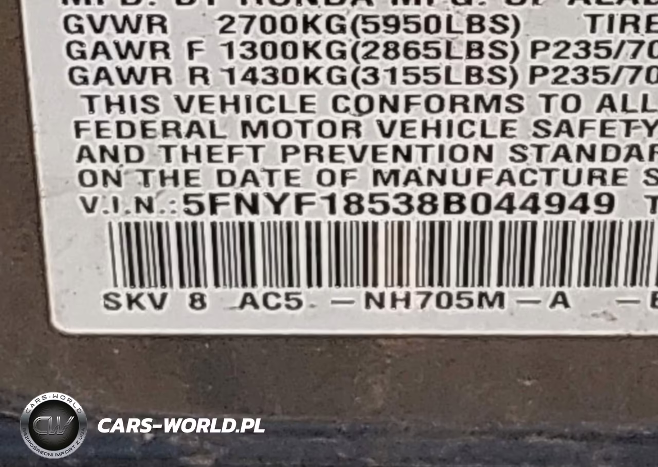 2008 Honda Pilot Ex-L VIN:5FNYF18538B044949 - 9