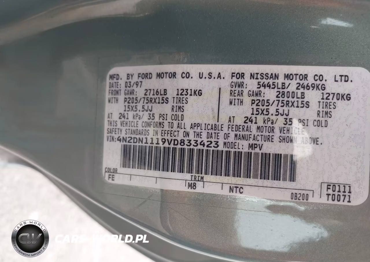 1997 Nissan Quest Gxe-Xe VIN:4N2DN1119VD833423 - 9