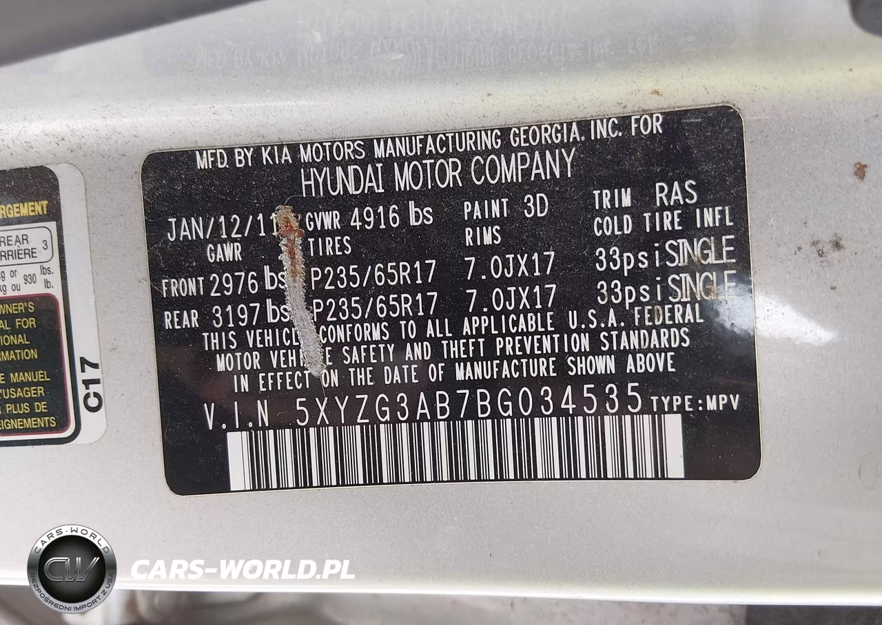 2011 Hyundai Santa Fe Gls VIN:5XYZG3AB7BG034535 - 9