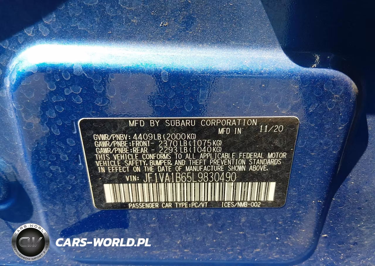 2020 Subaru Wrx Premium VIN:JF1VA1B65L9830490 - 9