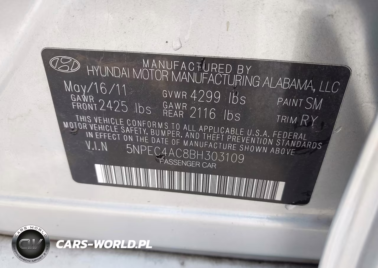 2011 Hyundai Sonata Limited VIN:5NPEC4AC8BH303109 - 9