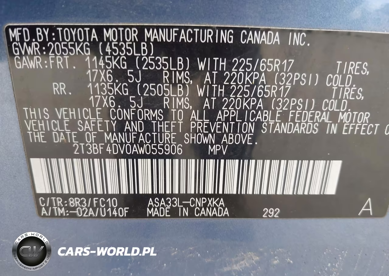 2010 Toyota Rav4 VIN:2T3BF4DV0AW055906 - 9