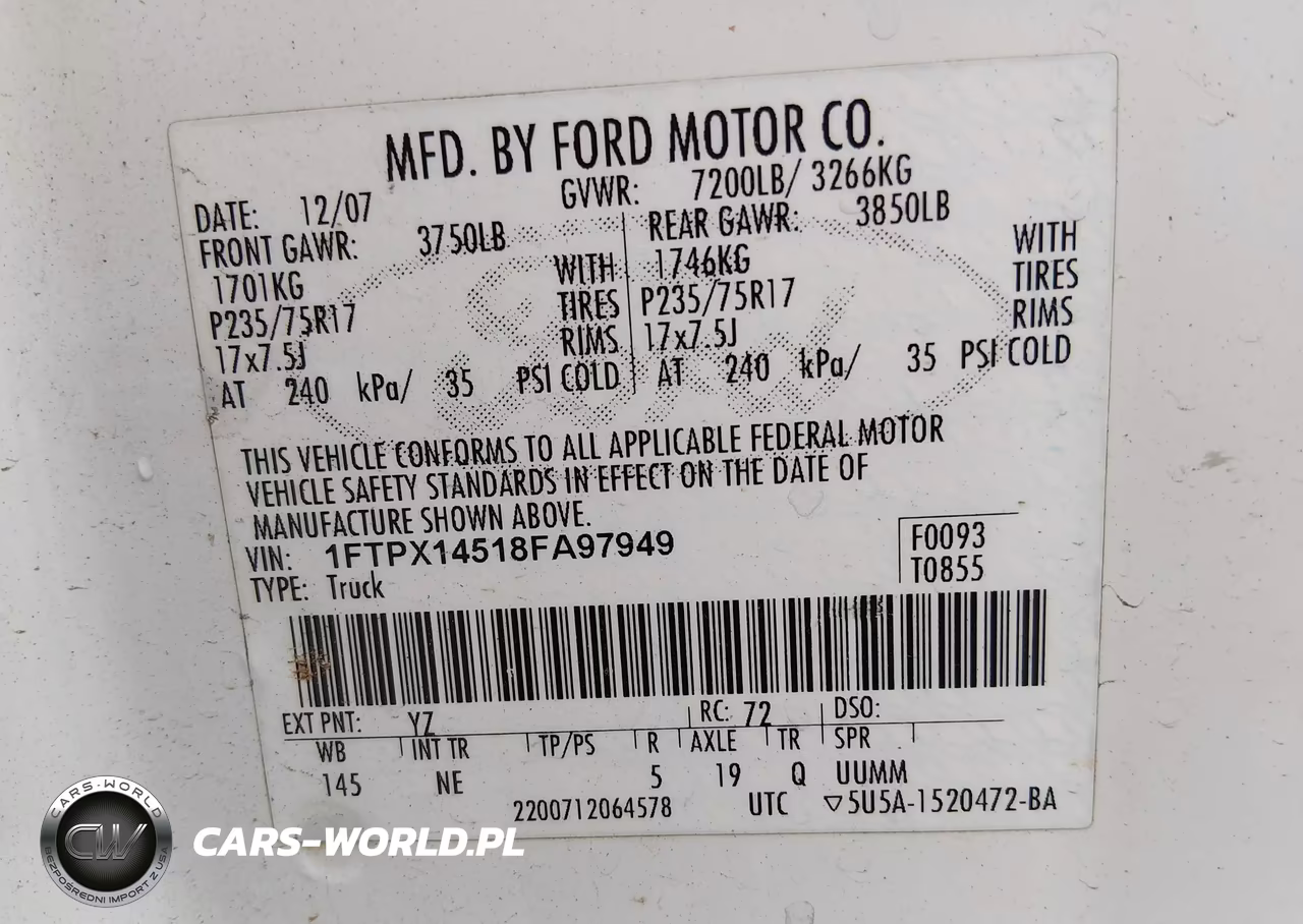 2008 Ford F-150 Fx4-Lariat-Xl-Xlt VIN:1FTPX14518FA97949 - 9