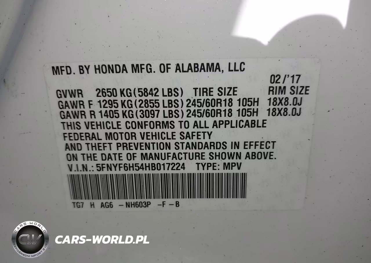 2017 Honda Pilot Ex-L VIN:5FNYF6H54HB017224 - 9