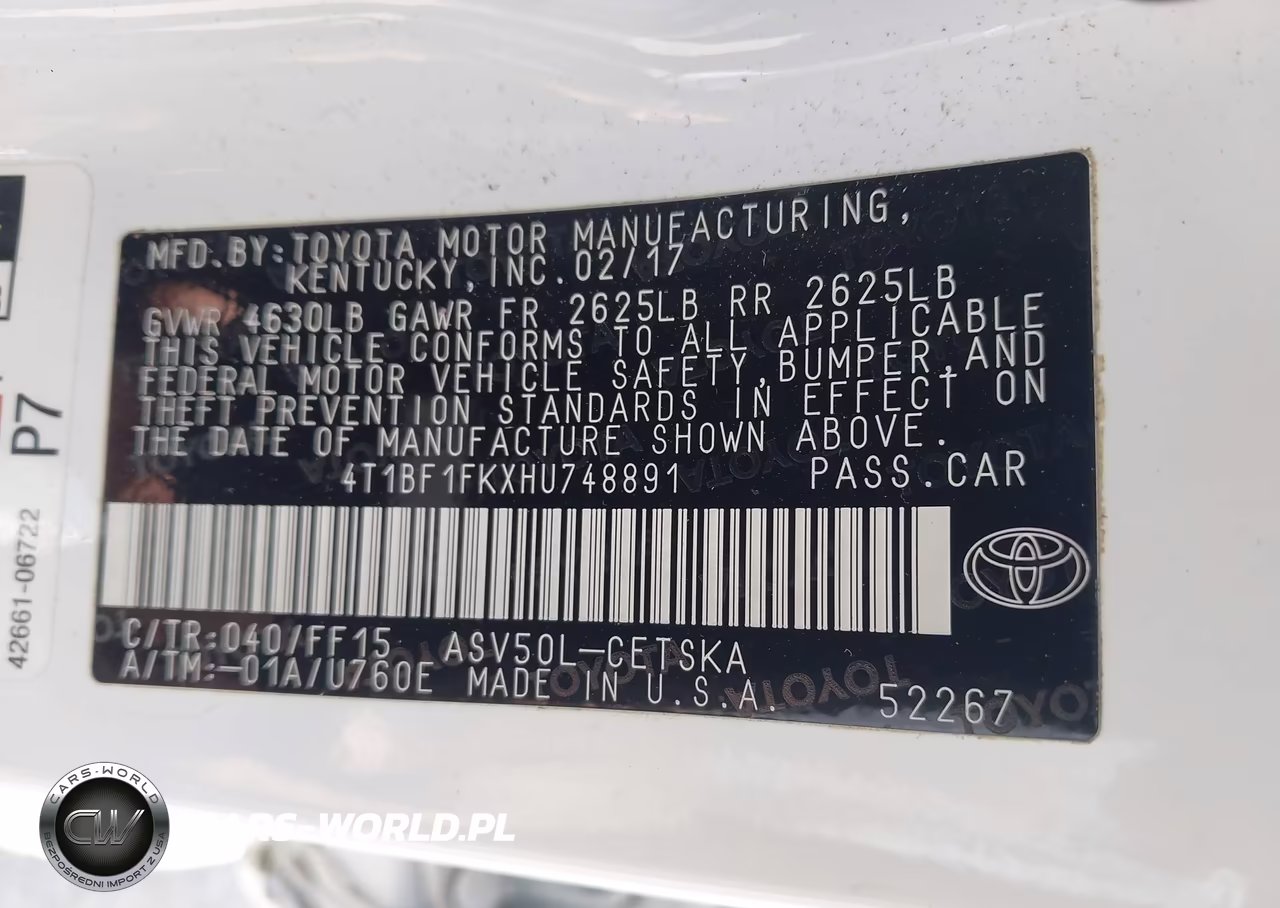 2017 Toyota Camry Se VIN:4T1BF1FKXHU748891 - 9