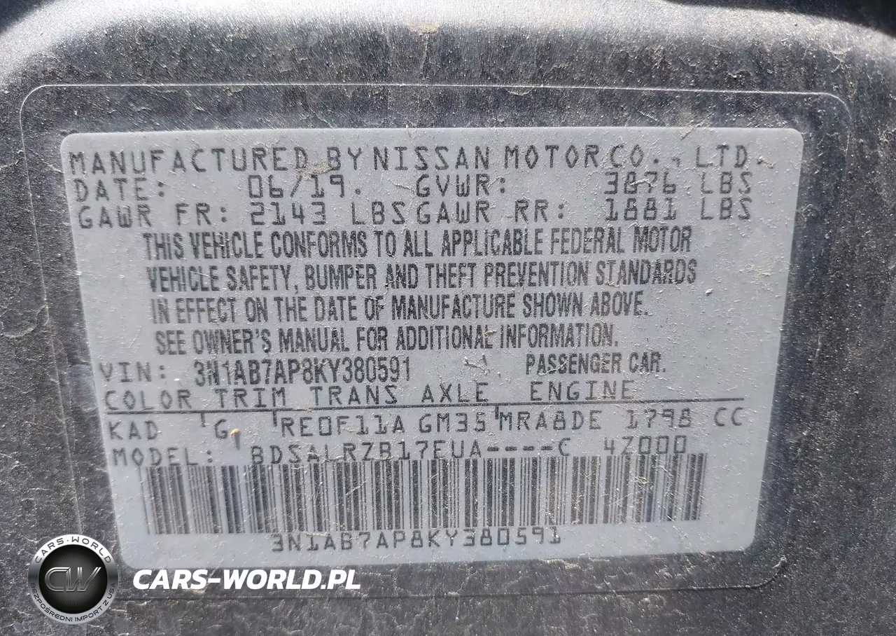 2019 Nissan Sentra Sr VIN:3N1AB7AP8KY380591 - 9