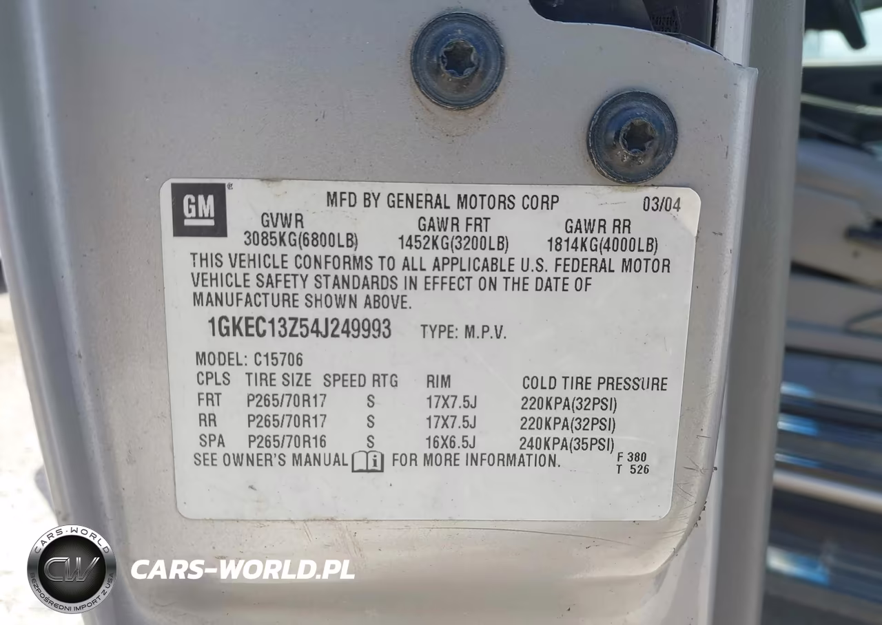 2004 GMC Yukon Slt VIN:1GKEC13Z54J249993 - 9