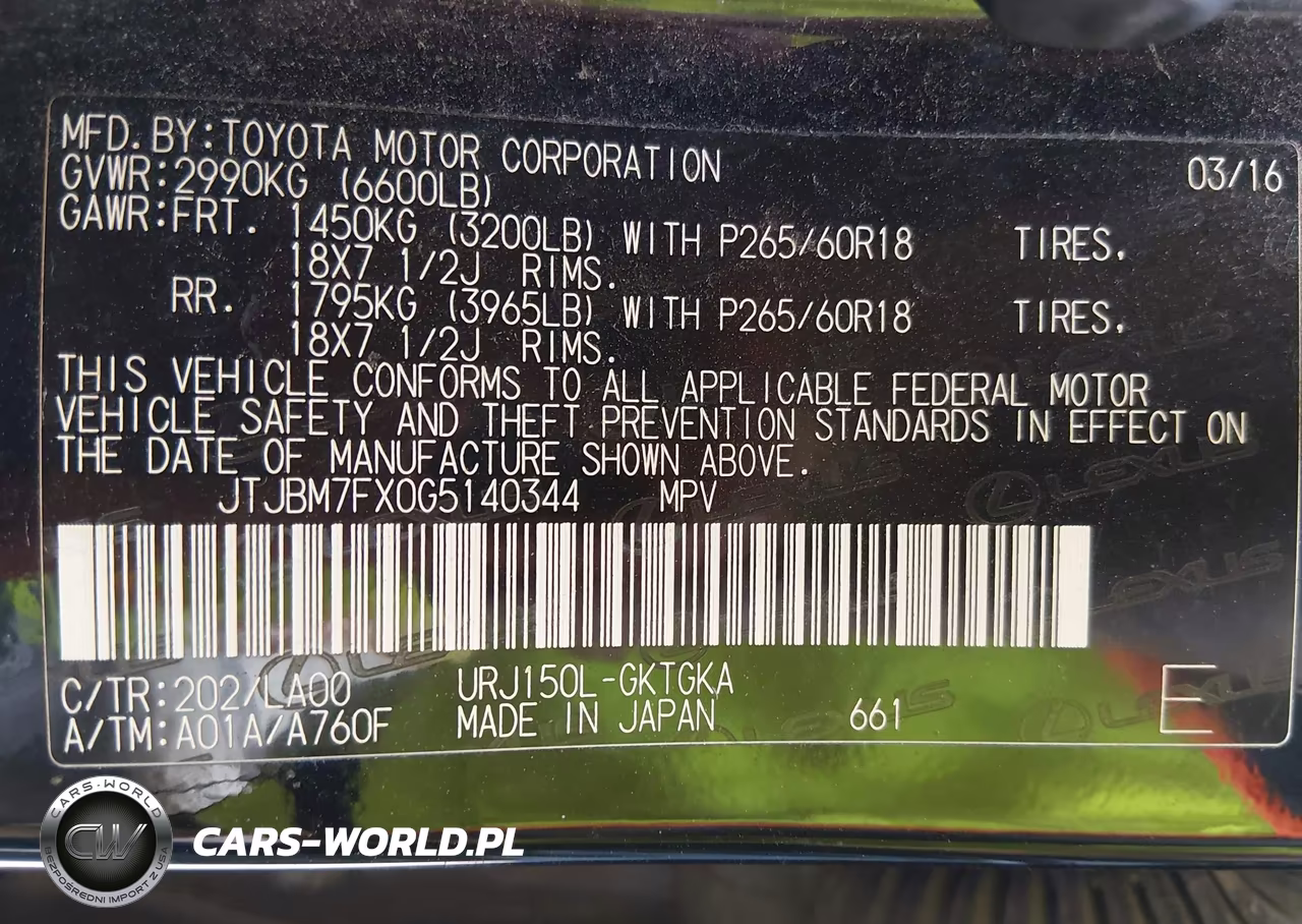 2016 Lexus Gx 460 VIN:JTJBM7FX0G5140344 - 9