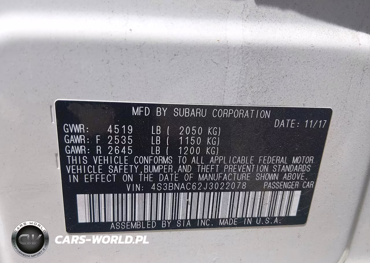 2018 Subaru Legacy 2.5I Premium VIN:4S3BNAC62J3022078 - 9
