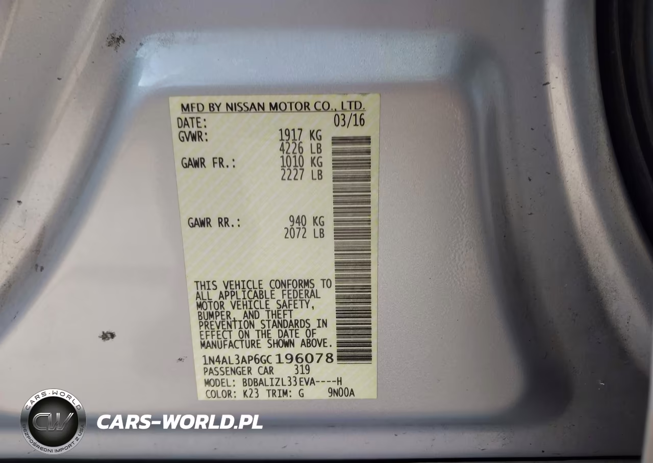 2016 Nissan Altima 2.5 Sv VIN:1N4AL3AP6GC196078 - 9