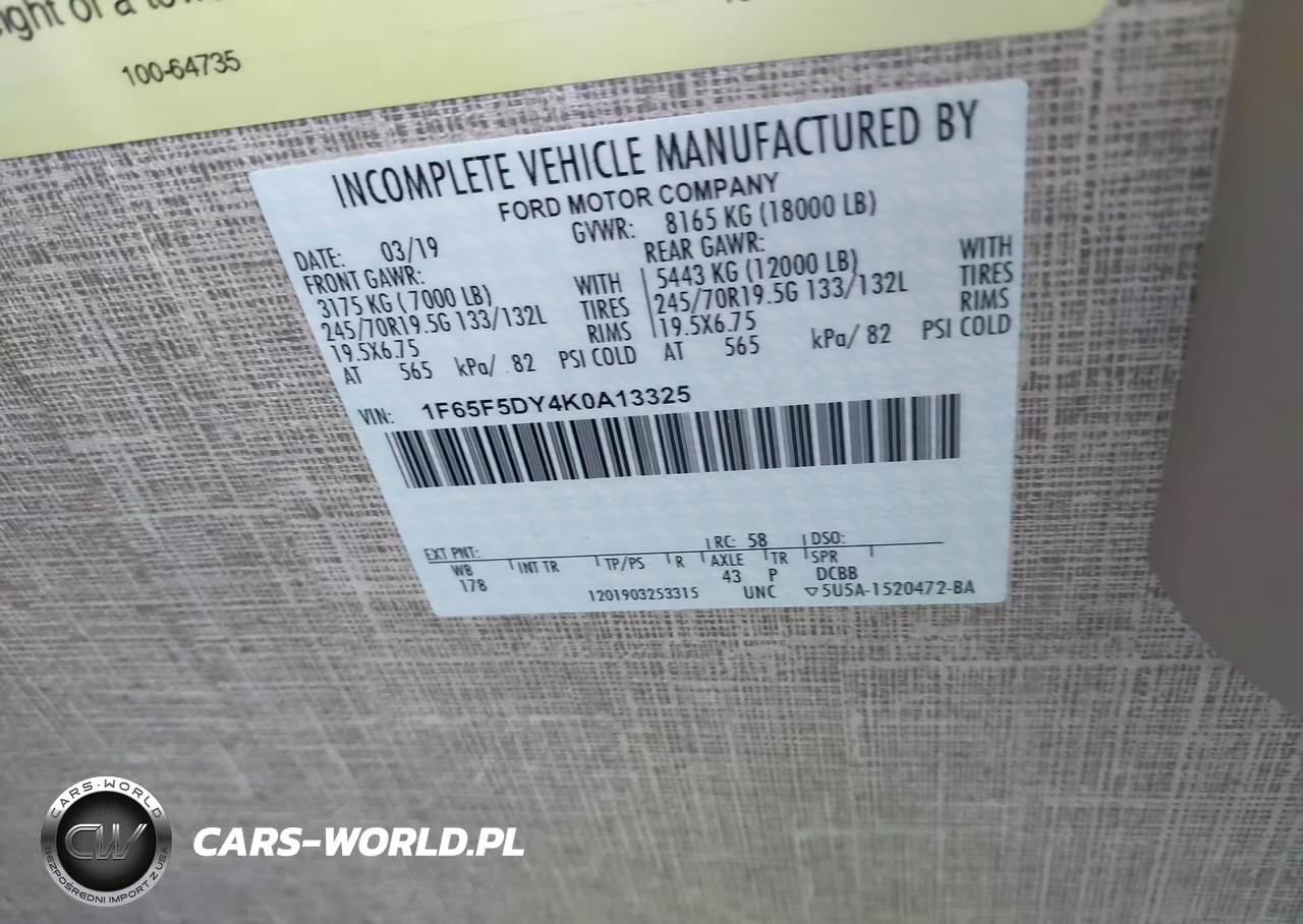2019 Ford F53 VIN:1F65F5DY4K0A13325 - 9