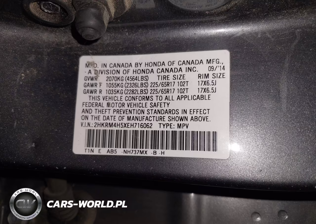 2014 Honda Cr-V Ex VIN:2HKRM4H5XEH716062 - 9