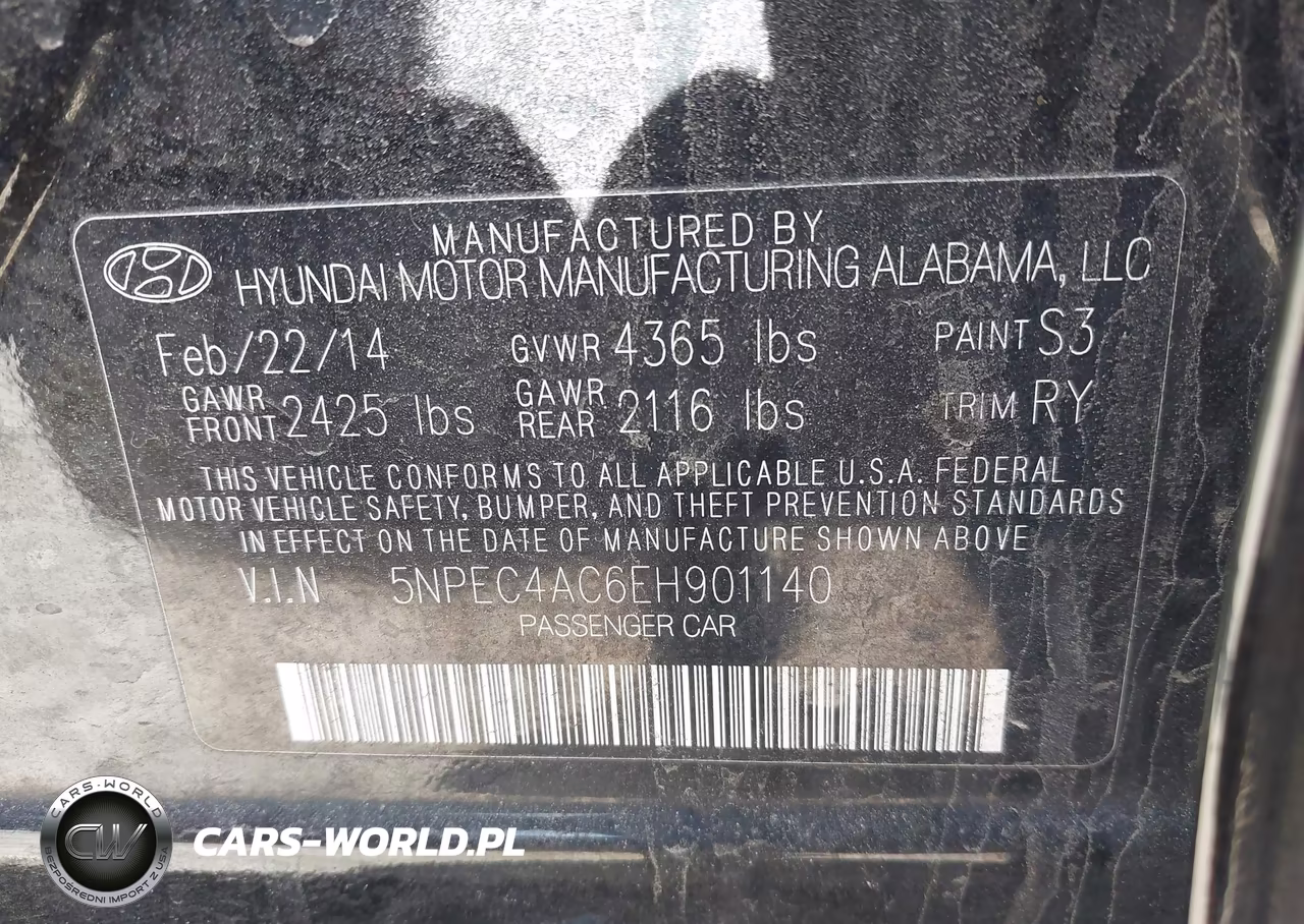 2014 Hyundai Sonata Se VIN:5NPEC4AC6EH901140 - 9