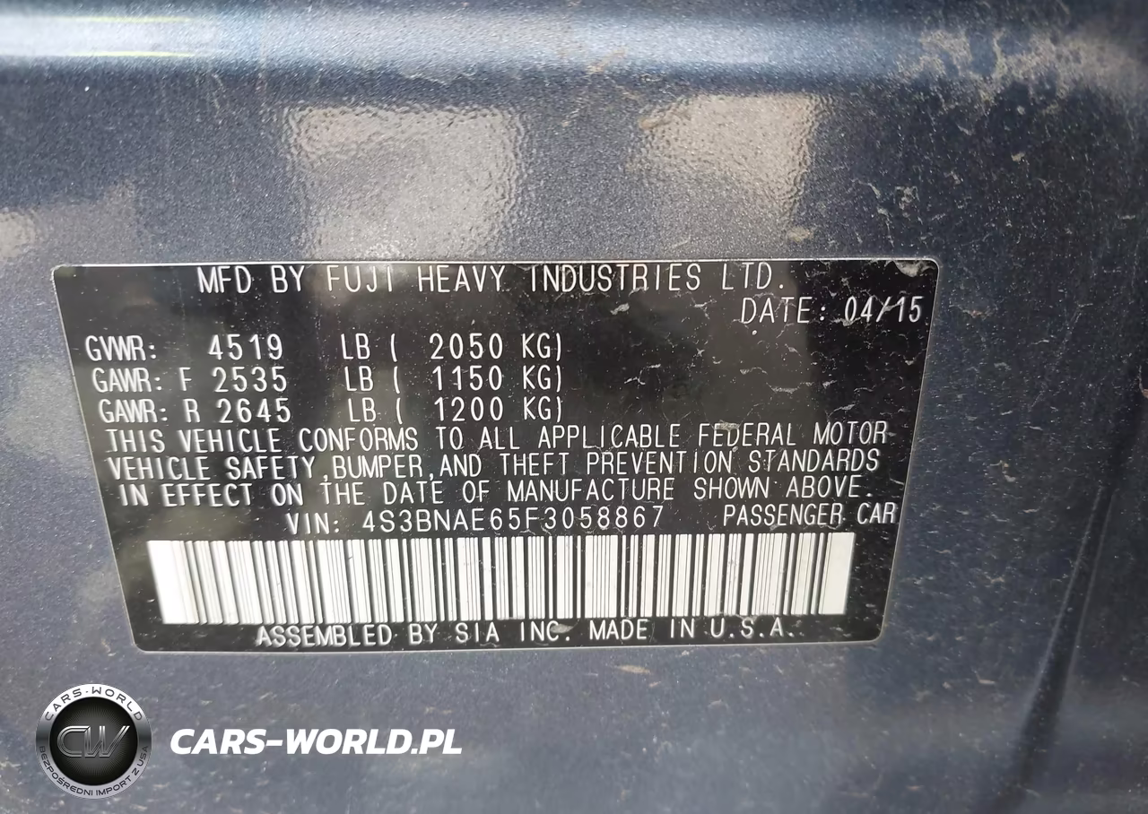 2015 Subaru Legacy 2.5I Premium VIN:4S3BNAE65F3058867 - 9