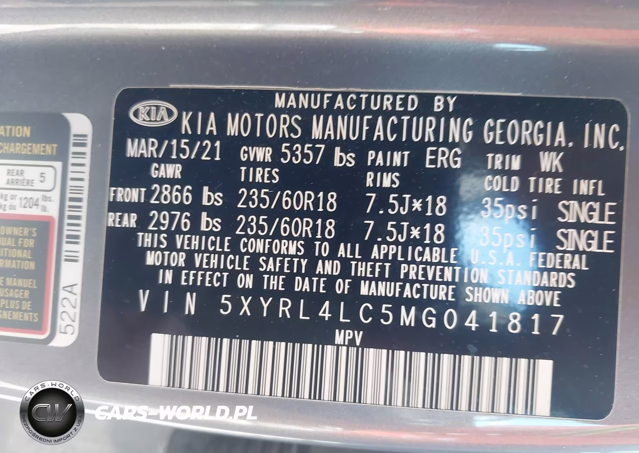 2021 Kia Sorento S VIN:5XYRL4LC5MG041817 - 9
