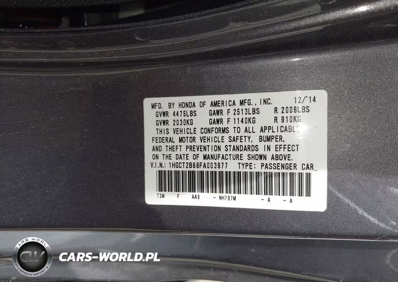 2015 Honda Accord Ex-L V-6 VIN:1HGCT2B88FA003977 - 9