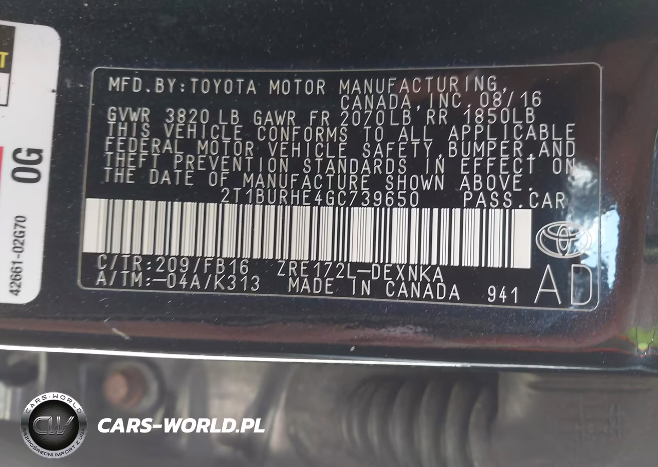2016 Toyota Corolla Le VIN:2T1BURHE4GC739650 - 9