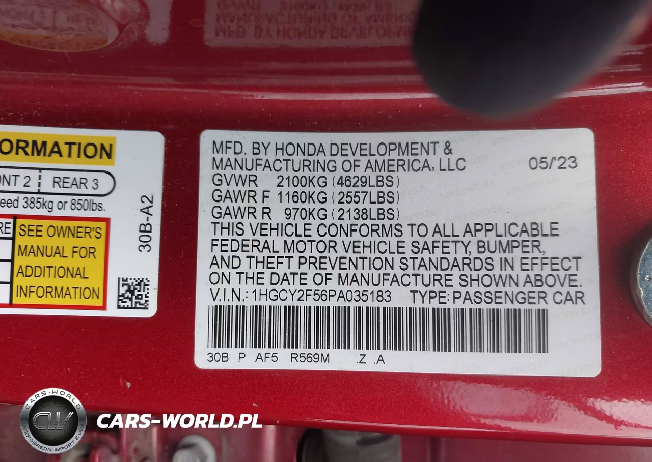 2023 Honda Accord Hybrid Sport VIN:1HGCY2F56PA035183 - 9