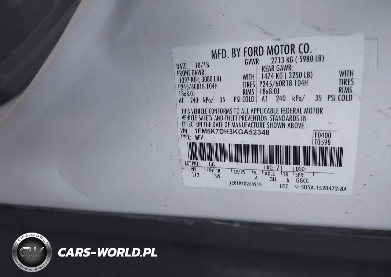 2019 Ford Explorer Xlt VIN:1FM5K7DH3KGA52348 - 9